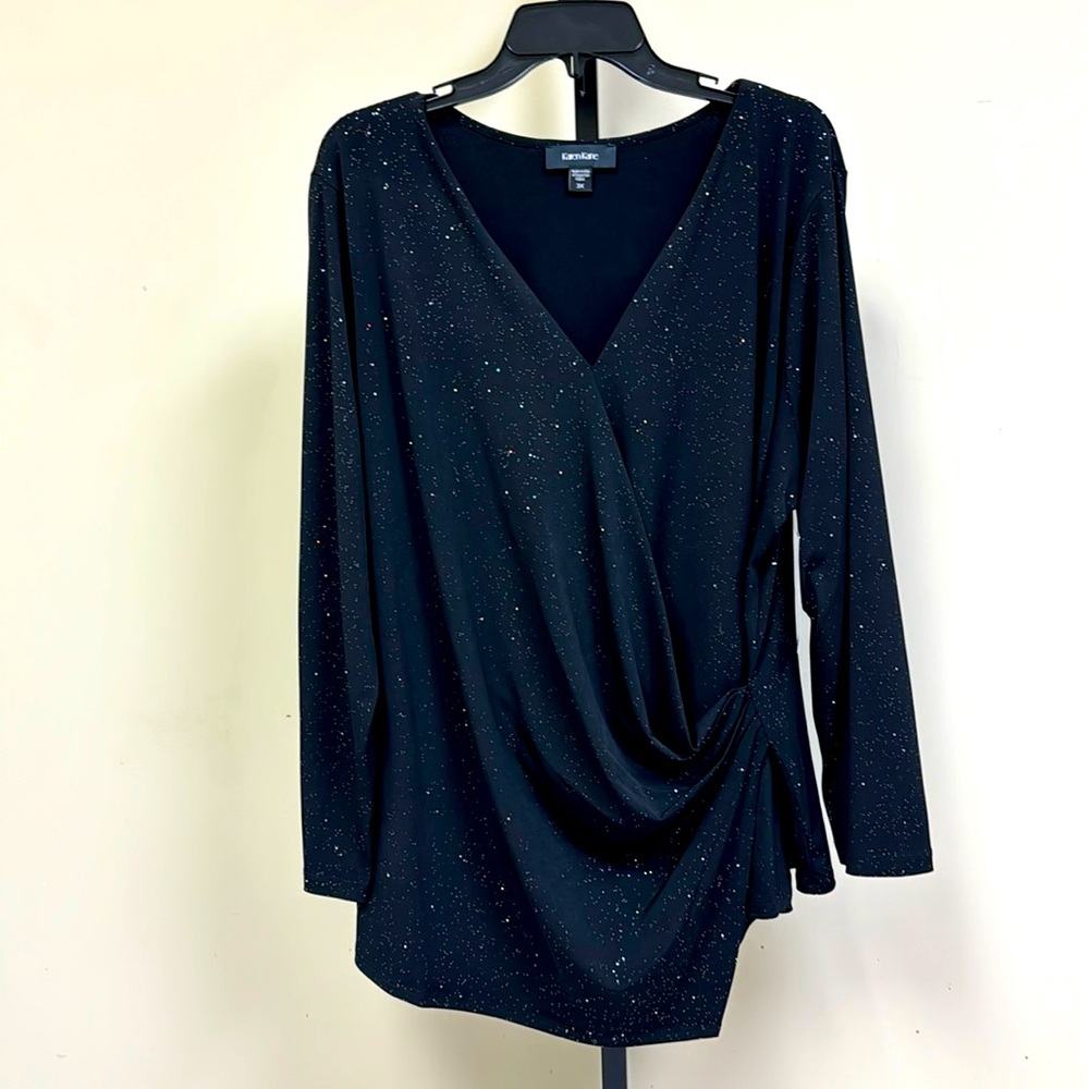 Plus size Karen Kane black faux wrap blouse